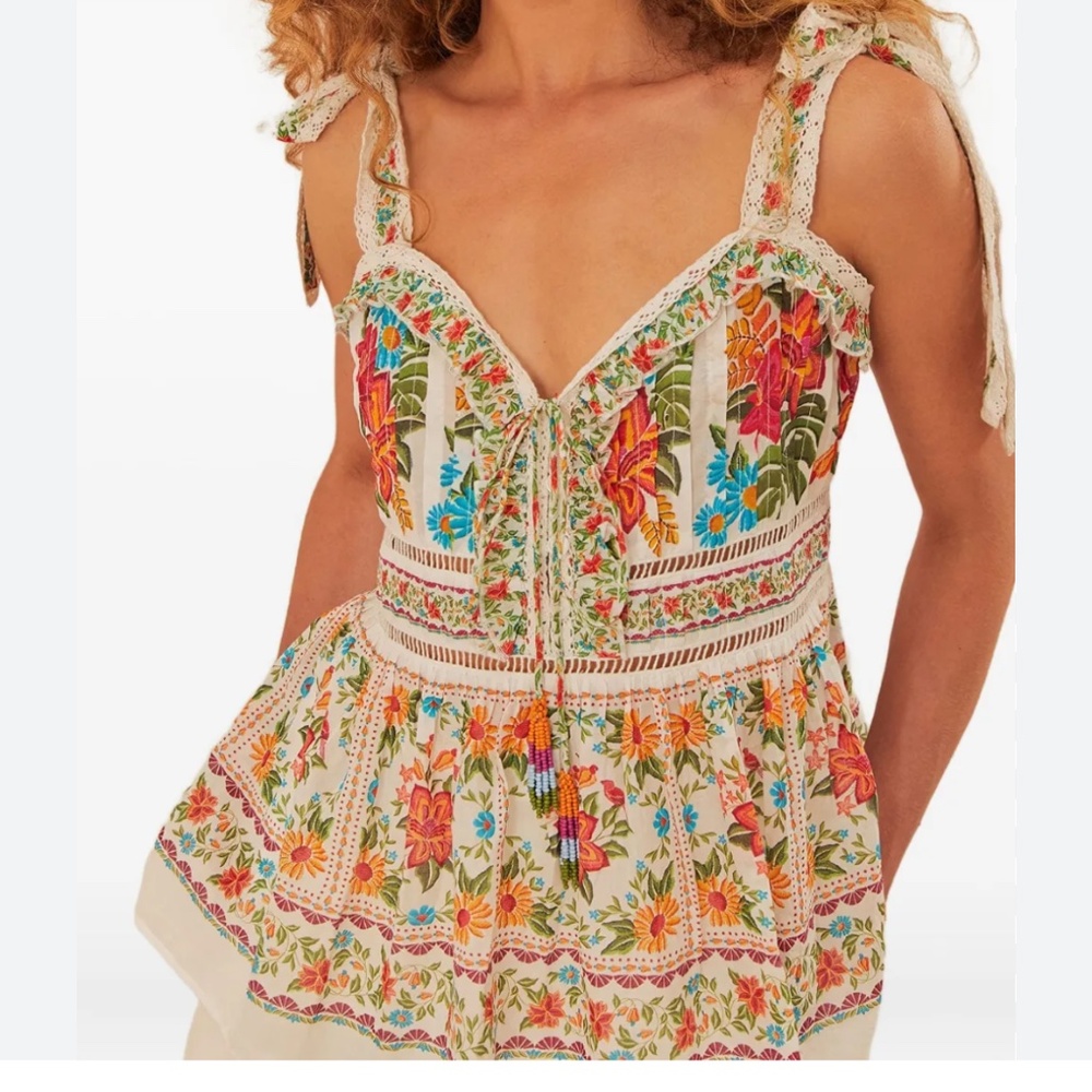 NWT Farm Rio Lace-Trimmed Top - Size L